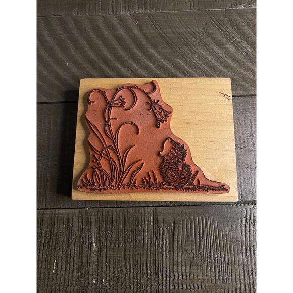 House Mouse Waiting for a Bluebell Drip wood block rubber stamp 1998 - Picture 3 of 5